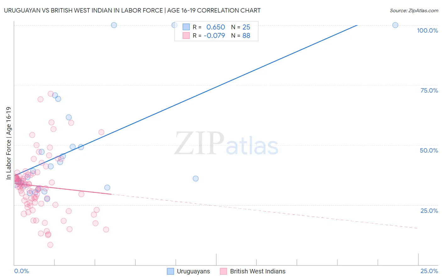 Uruguayan vs British West Indian In Labor Force | Age 16-19