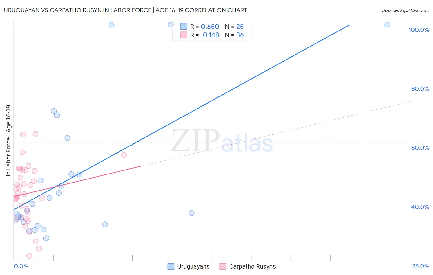 Uruguayan vs Carpatho Rusyn In Labor Force | Age 16-19