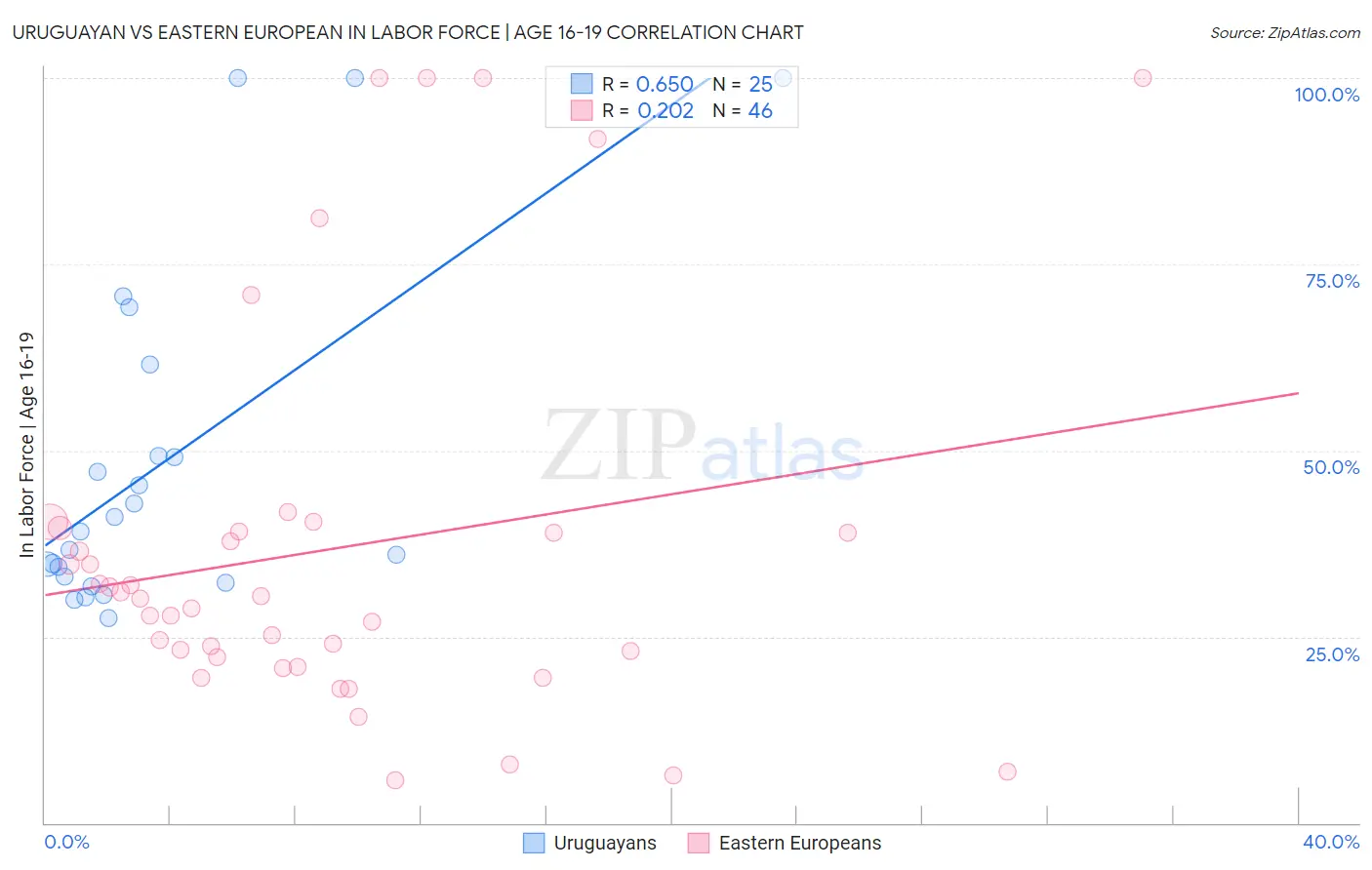 Uruguayan vs Eastern European In Labor Force | Age 16-19