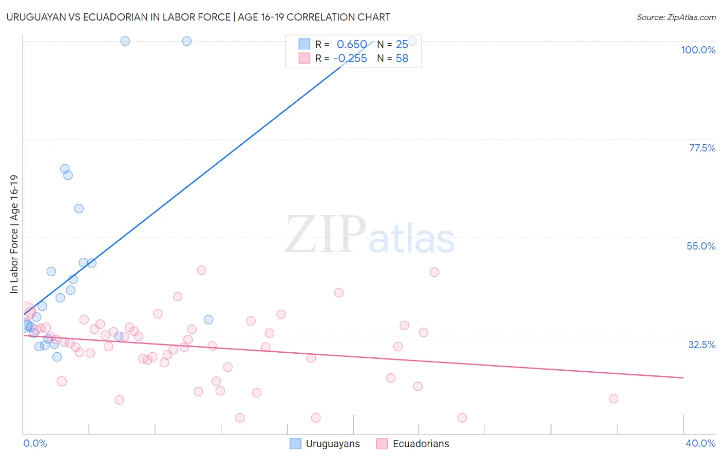 Uruguayan vs Ecuadorian In Labor Force | Age 16-19