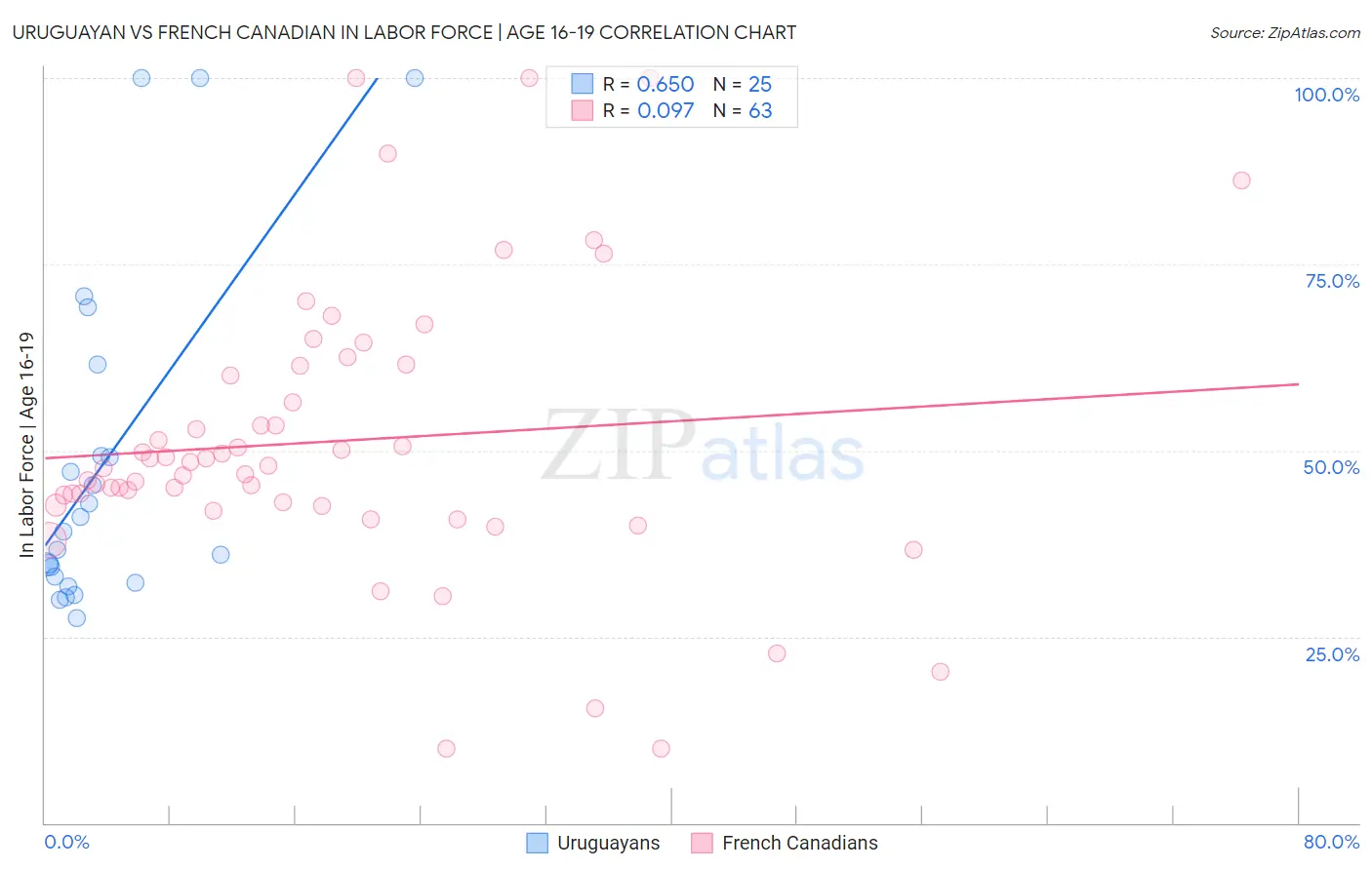 Uruguayan vs French Canadian In Labor Force | Age 16-19