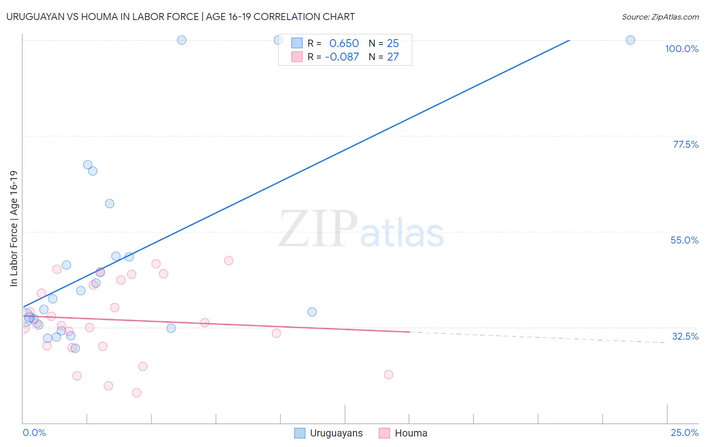 Uruguayan vs Houma In Labor Force | Age 16-19