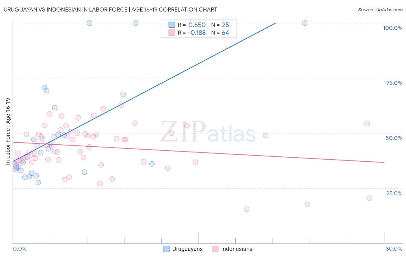 Uruguayan vs Indonesian In Labor Force | Age 16-19