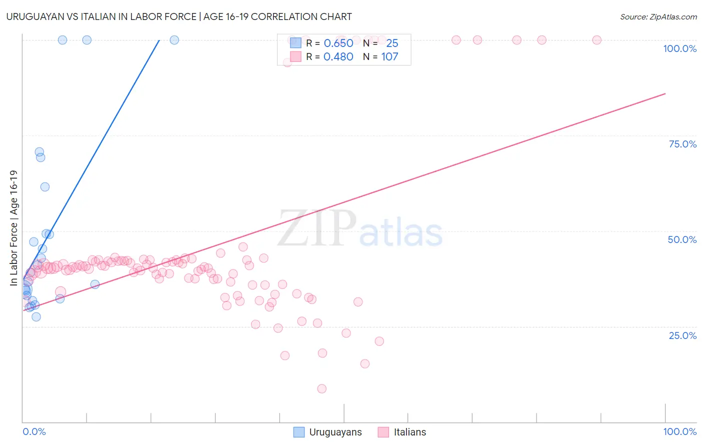 Uruguayan vs Italian In Labor Force | Age 16-19
