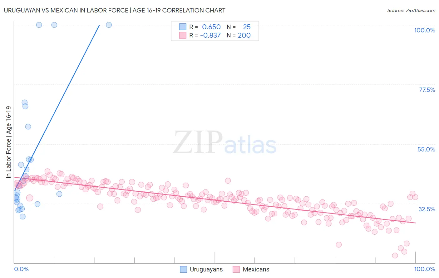 Uruguayan vs Mexican In Labor Force | Age 16-19