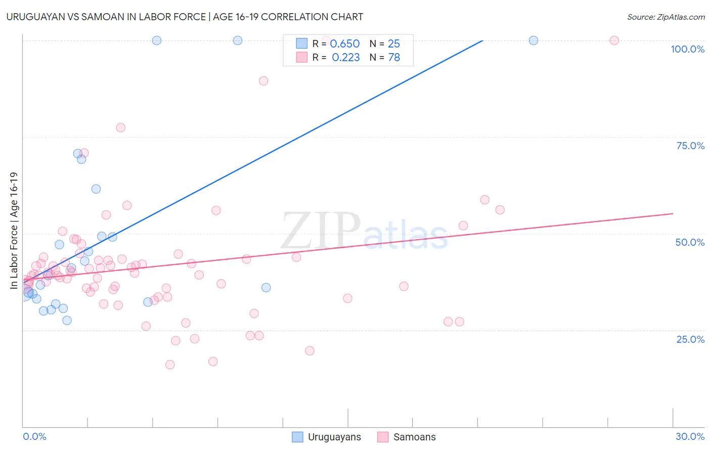 Uruguayan vs Samoan In Labor Force | Age 16-19
