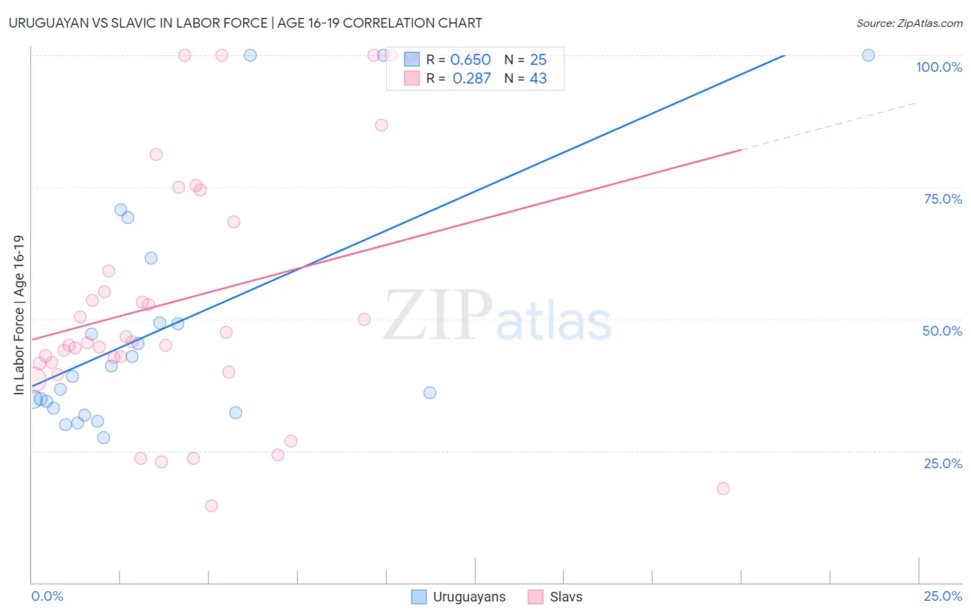 Uruguayan vs Slavic In Labor Force | Age 16-19