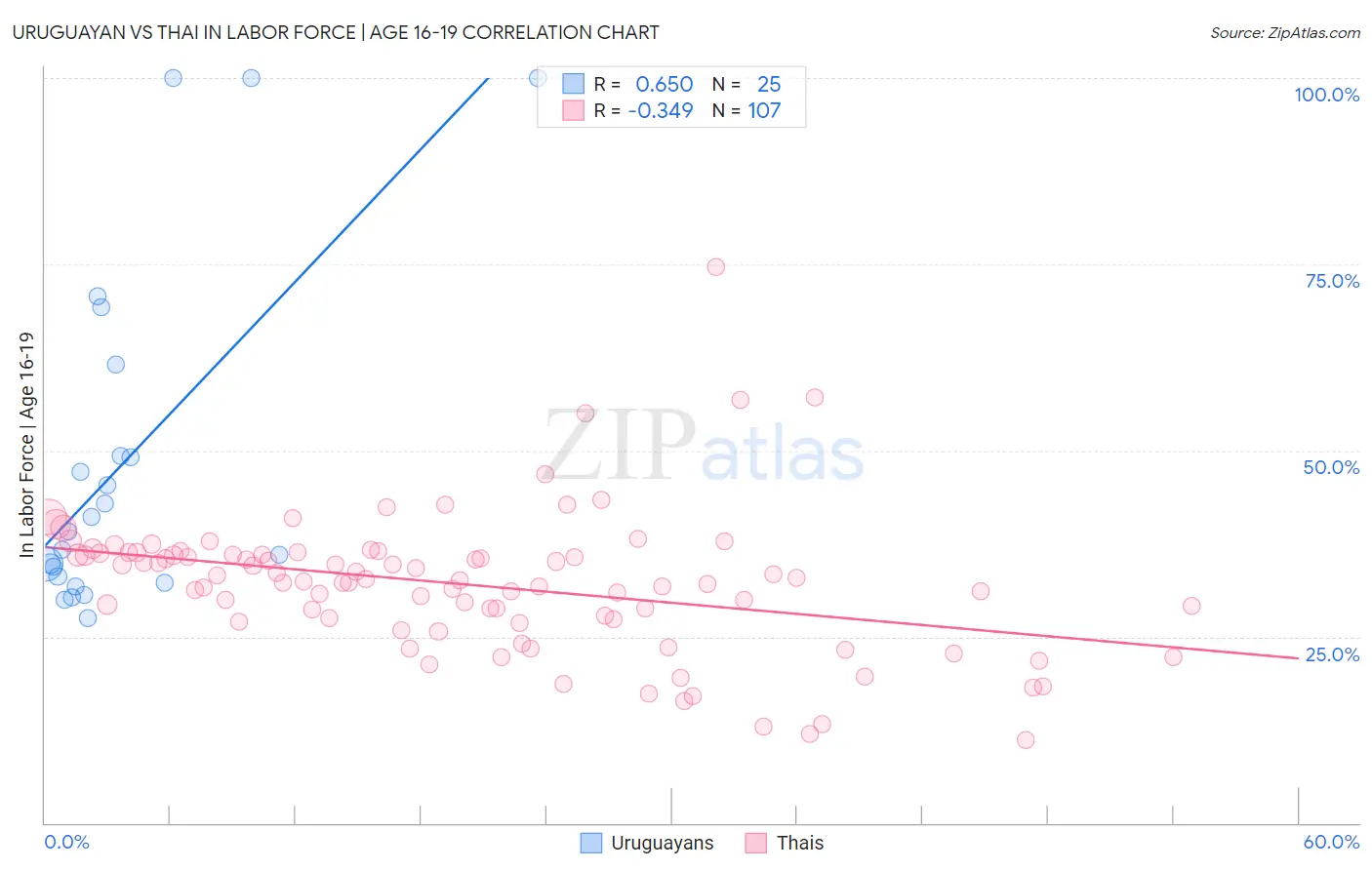 Uruguayan vs Thai In Labor Force | Age 16-19