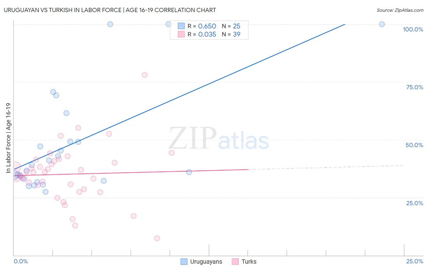 Uruguayan vs Turkish In Labor Force | Age 16-19