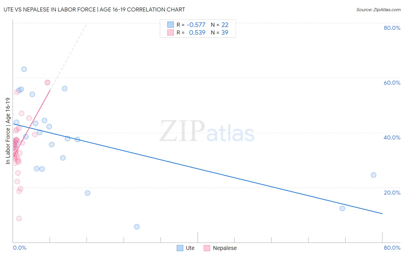 Ute vs Nepalese In Labor Force | Age 16-19