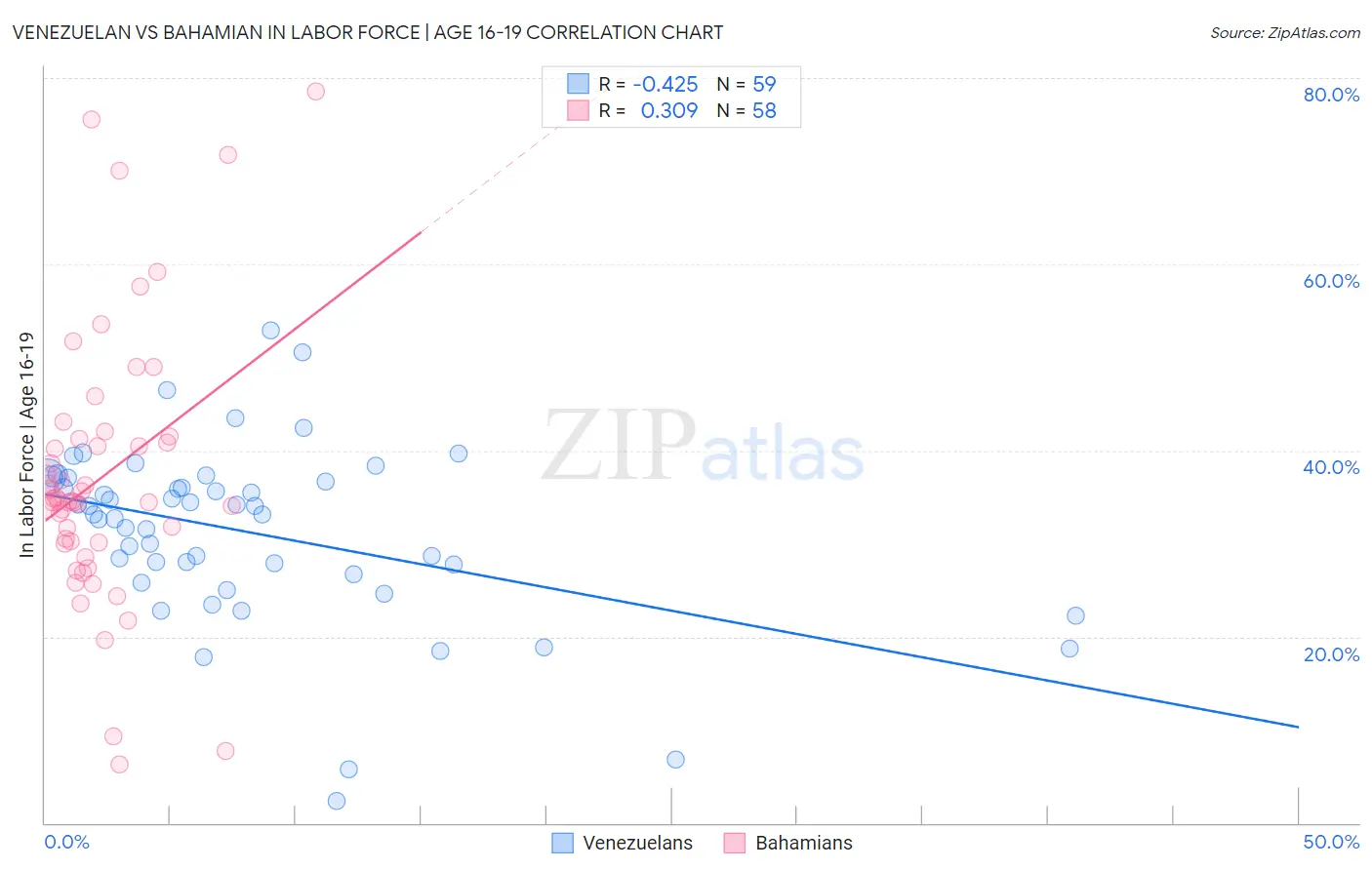 Venezuelan vs Bahamian In Labor Force | Age 16-19