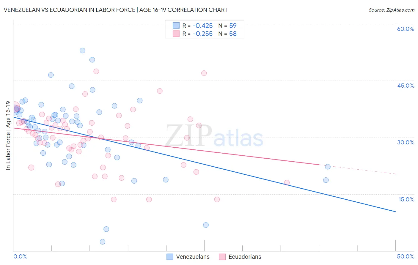Venezuelan vs Ecuadorian In Labor Force | Age 16-19