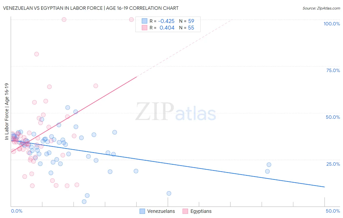 Venezuelan vs Egyptian In Labor Force | Age 16-19