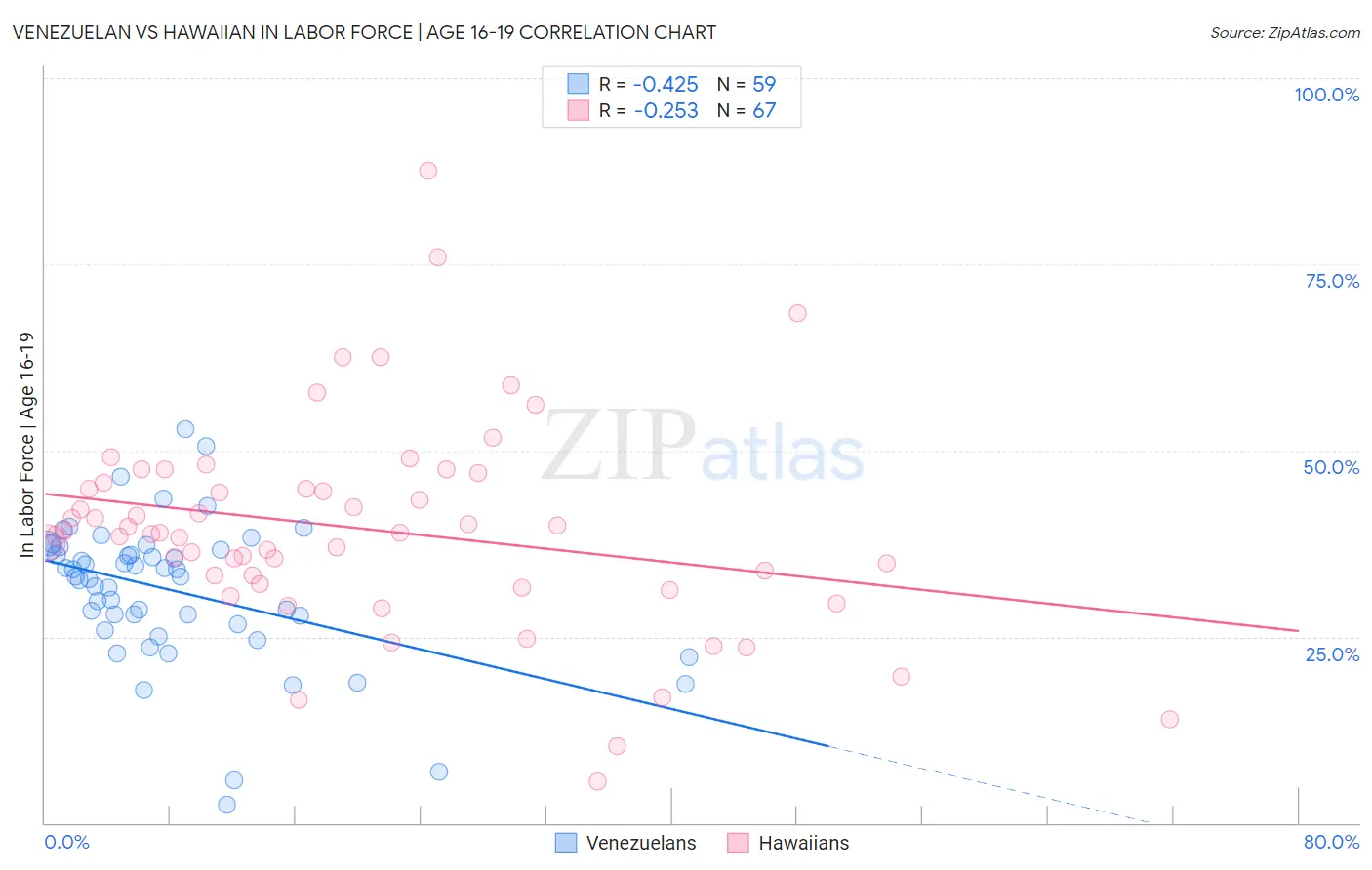 Venezuelan vs Hawaiian In Labor Force | Age 16-19