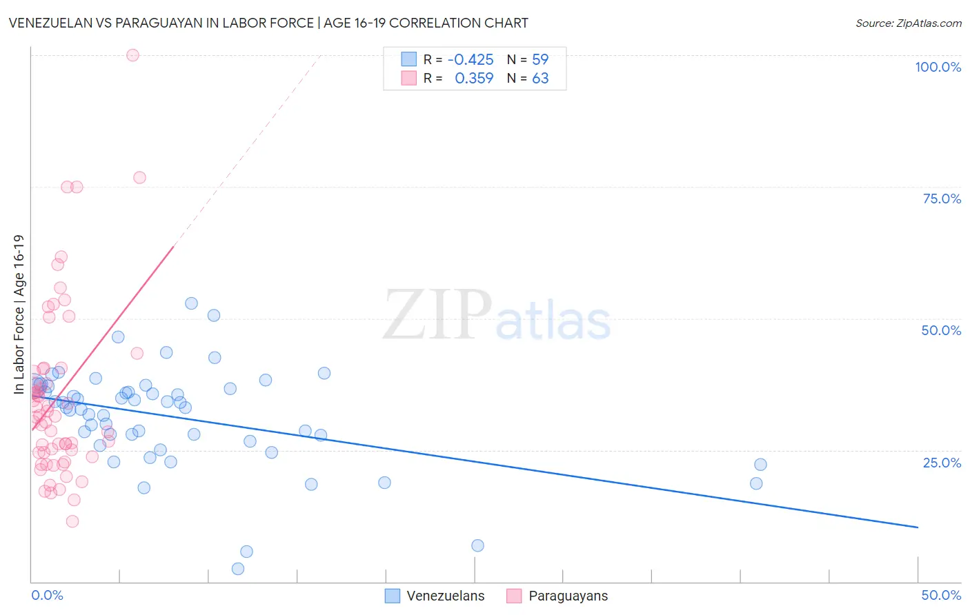 Venezuelan vs Paraguayan In Labor Force | Age 16-19