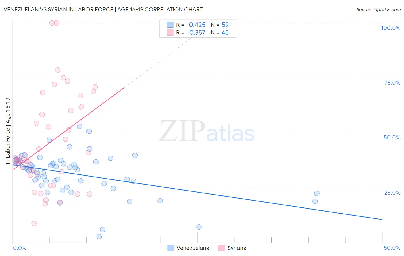 Venezuelan vs Syrian In Labor Force | Age 16-19