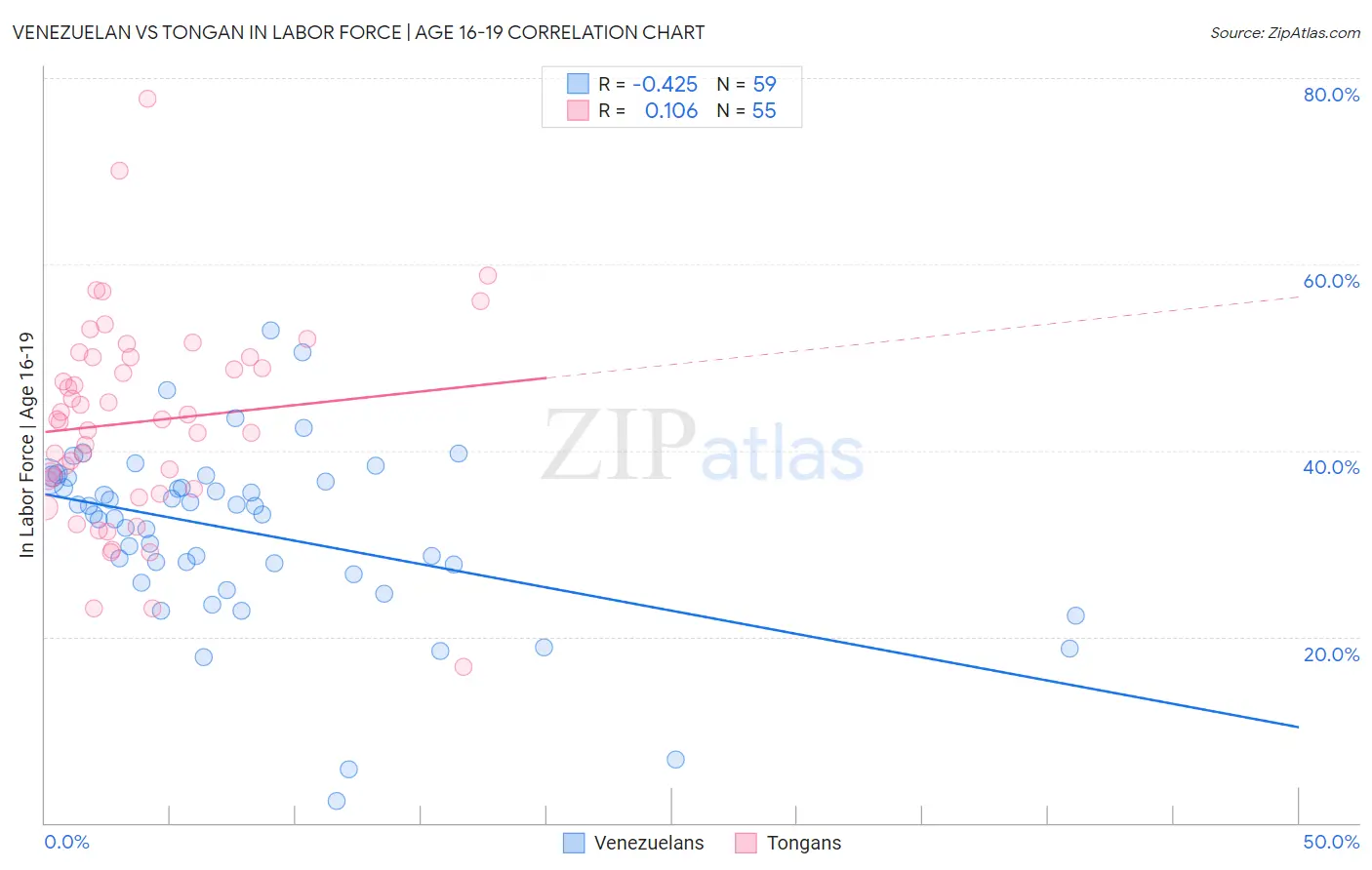 Venezuelan vs Tongan In Labor Force | Age 16-19