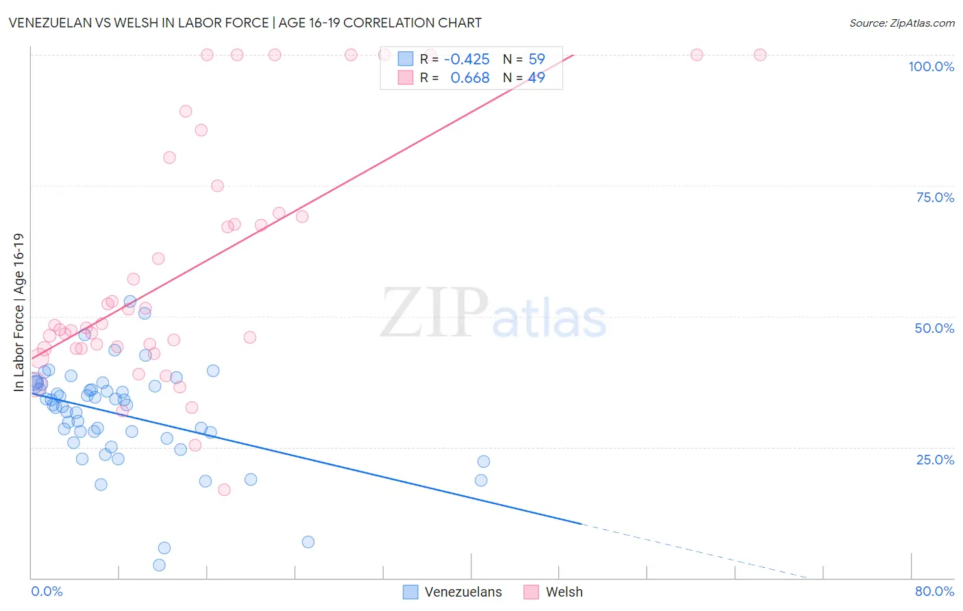 Venezuelan vs Welsh In Labor Force | Age 16-19