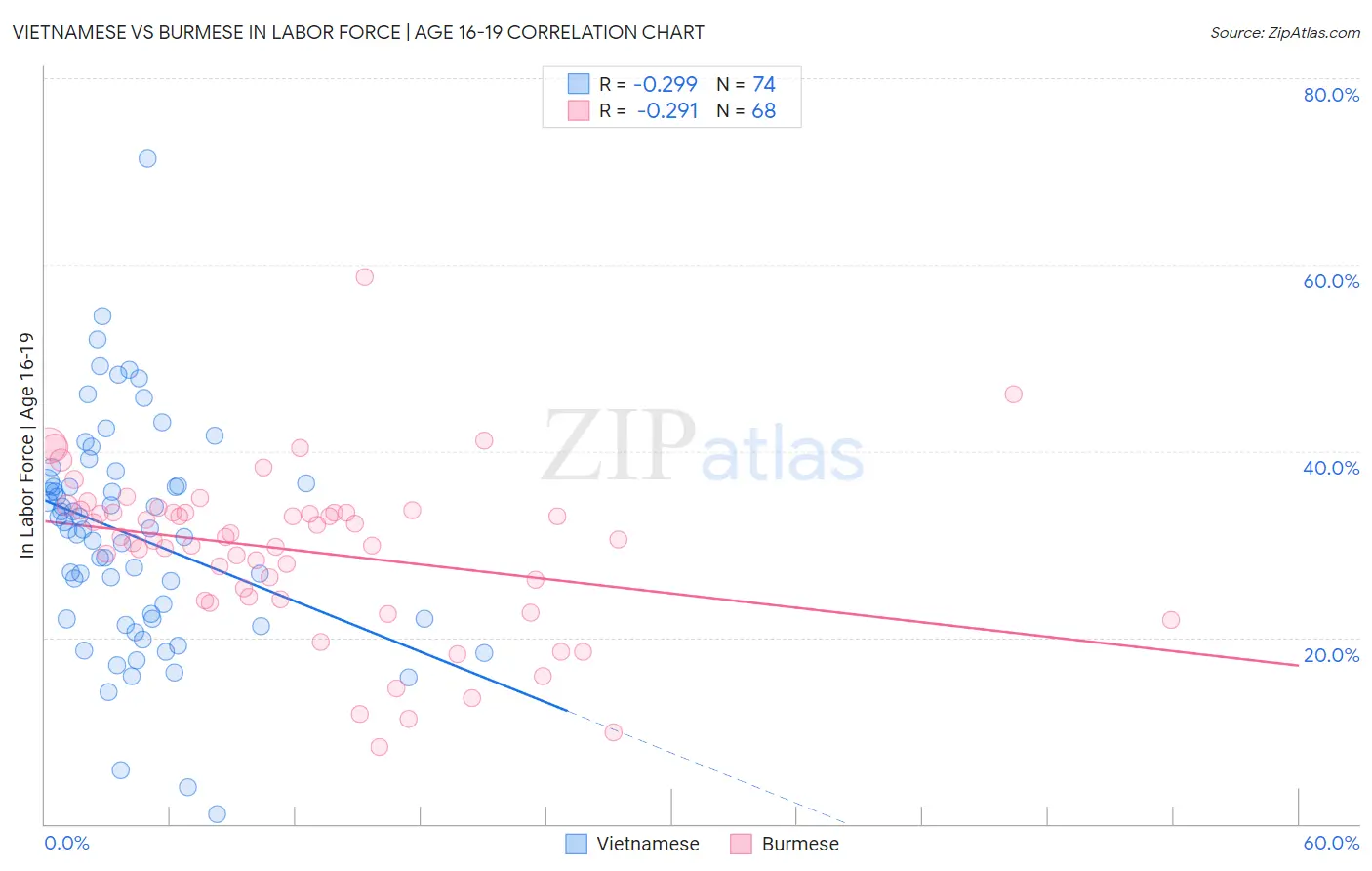Vietnamese vs Burmese In Labor Force | Age 16-19