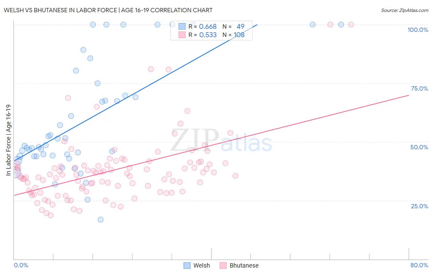 Welsh vs Bhutanese In Labor Force | Age 16-19