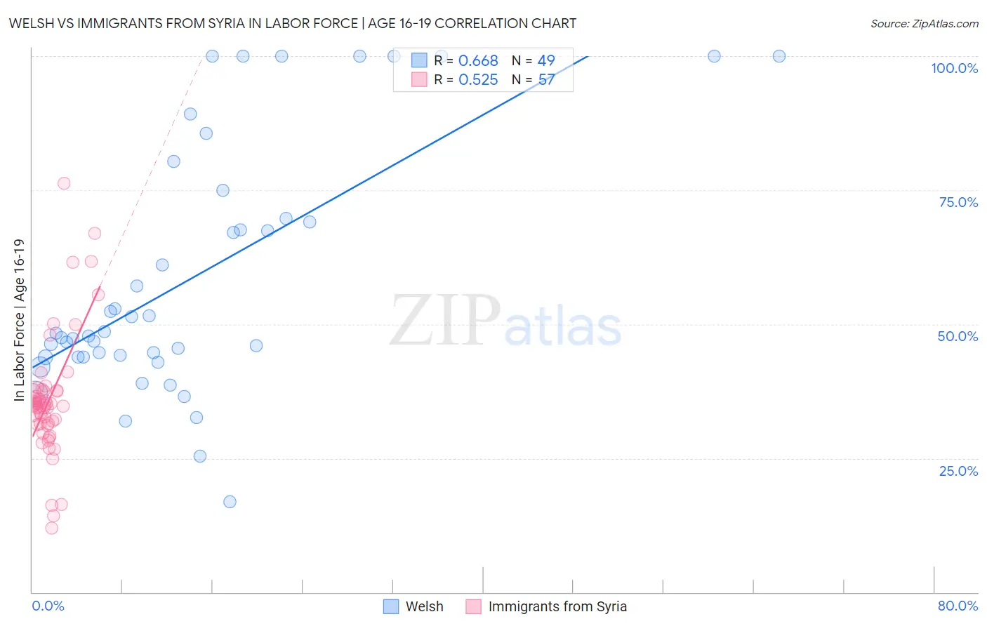 Welsh vs Immigrants from Syria In Labor Force | Age 16-19