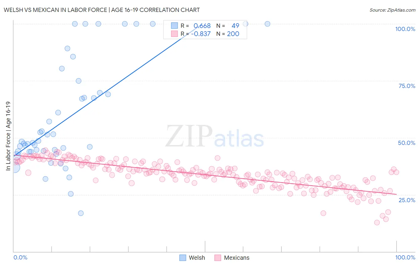 Welsh vs Mexican In Labor Force | Age 16-19