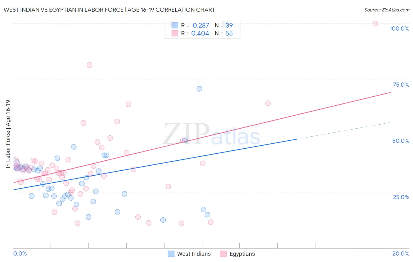 West Indian vs Egyptian In Labor Force | Age 16-19