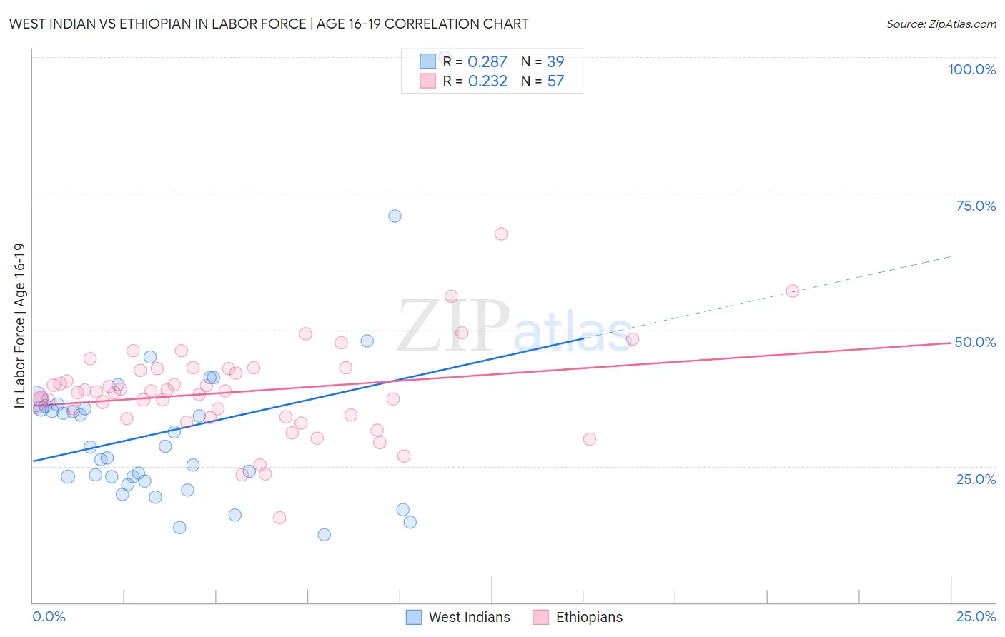 West Indian vs Ethiopian In Labor Force | Age 16-19