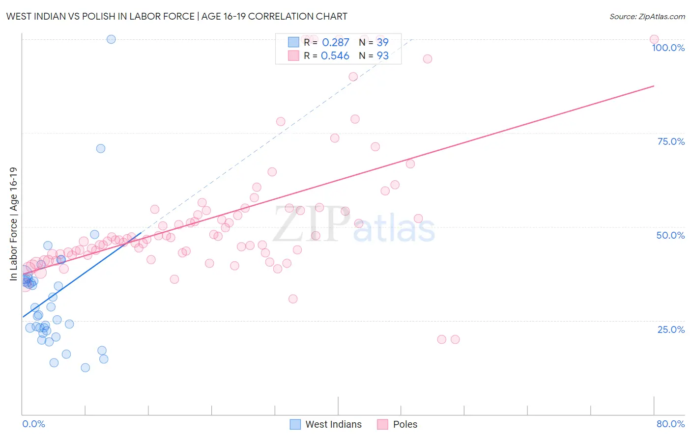West Indian vs Polish In Labor Force | Age 16-19