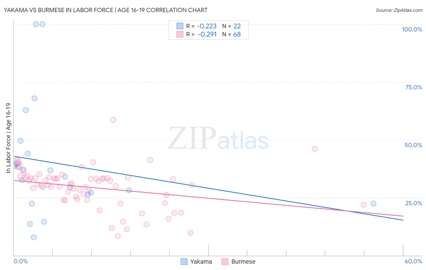 Yakama vs Burmese In Labor Force | Age 16-19