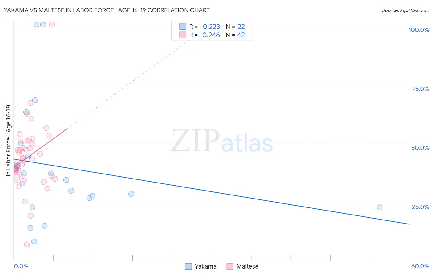 Yakama vs Maltese In Labor Force | Age 16-19