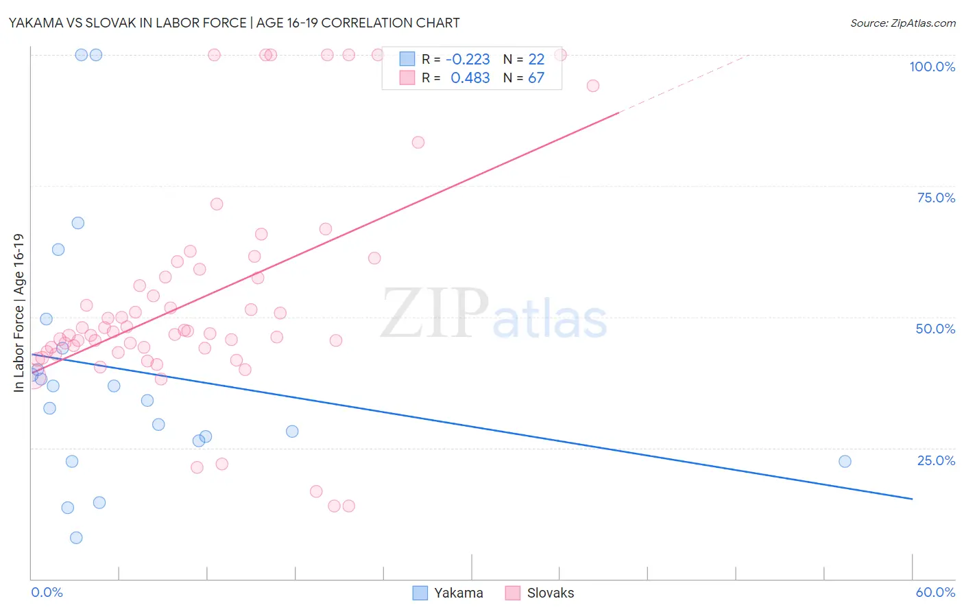 Yakama vs Slovak In Labor Force | Age 16-19