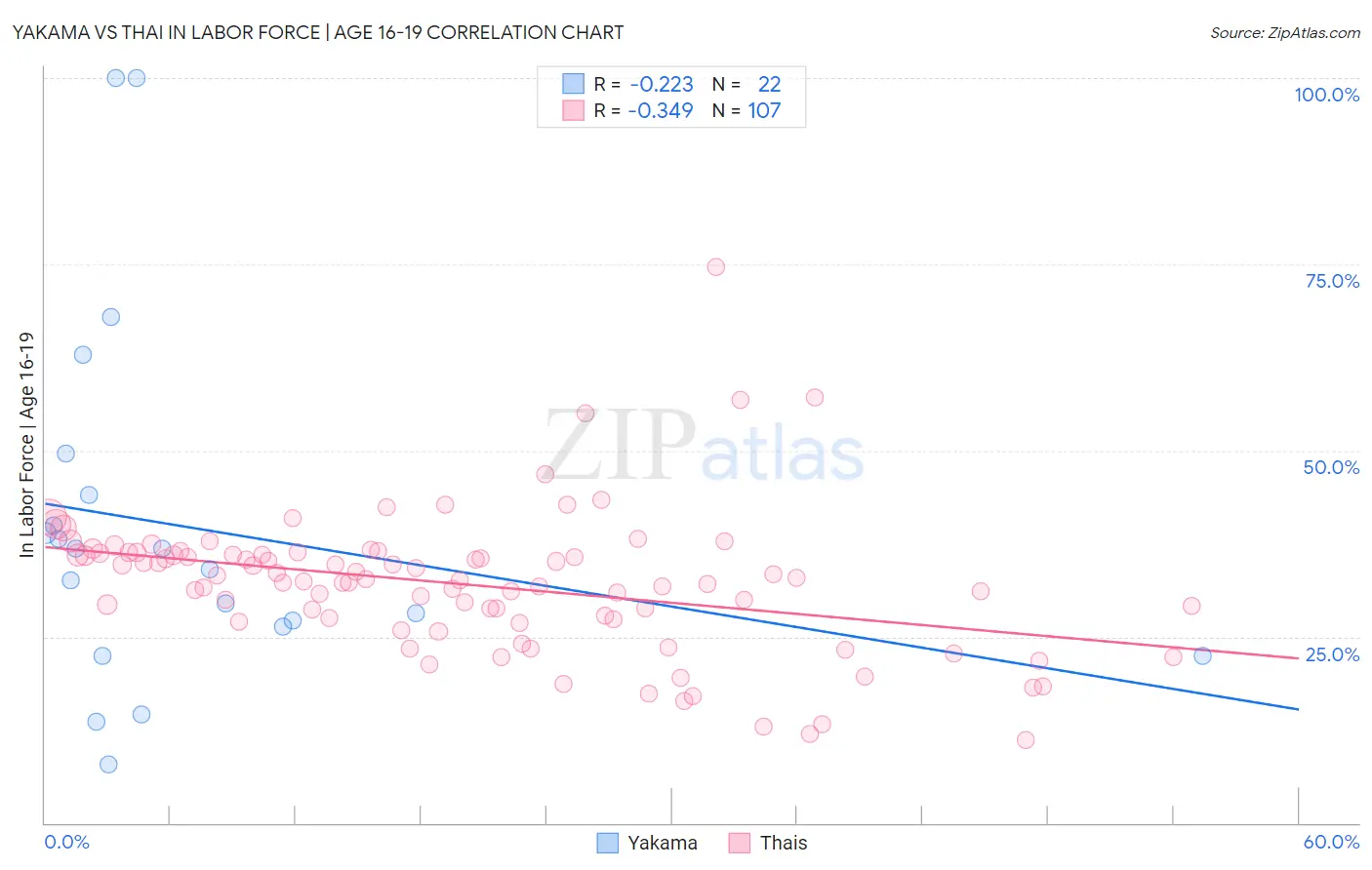 Yakama vs Thai In Labor Force | Age 16-19