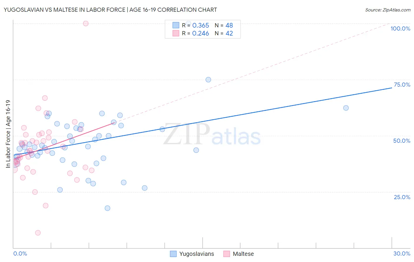 Yugoslavian vs Maltese In Labor Force | Age 16-19