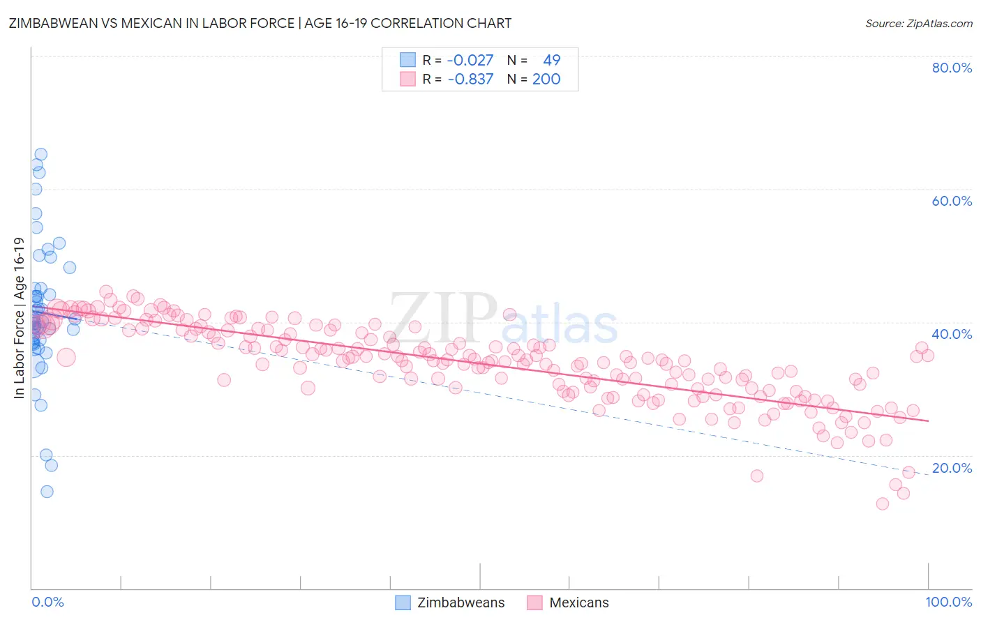 Zimbabwean vs Mexican In Labor Force | Age 16-19