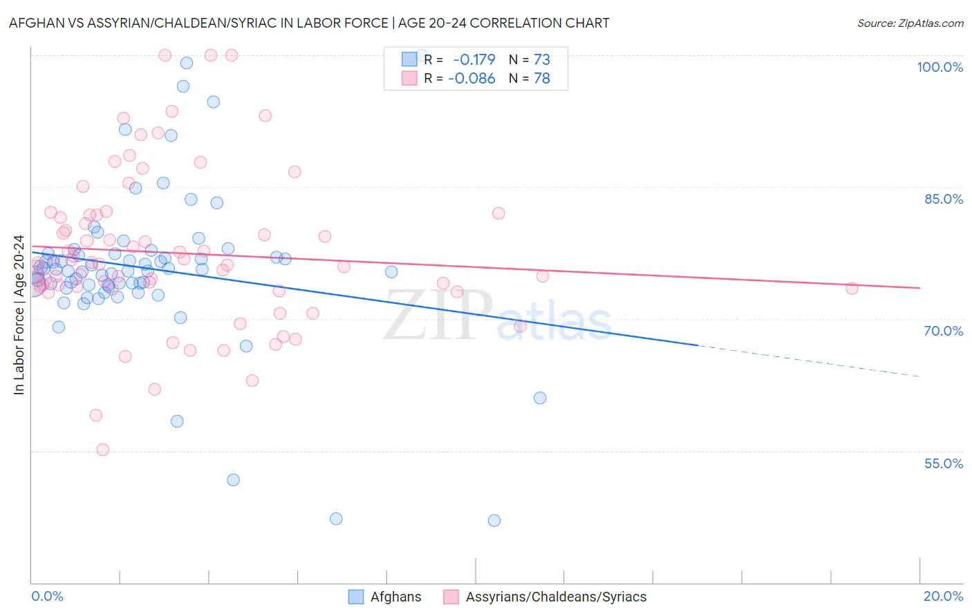 Afghan vs Assyrian/Chaldean/Syriac In Labor Force | Age 20-24