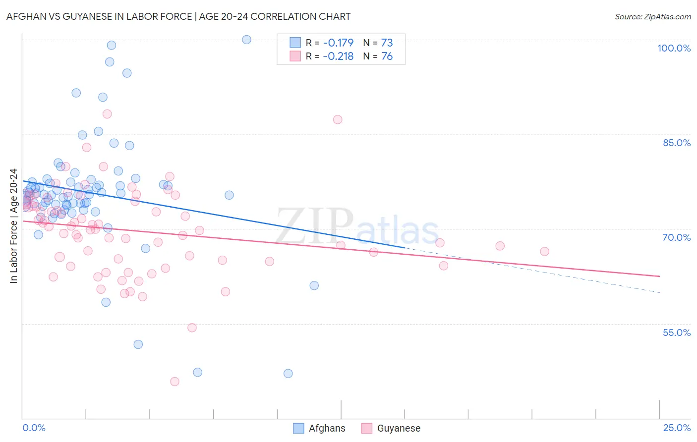 Afghan vs Guyanese In Labor Force | Age 20-24