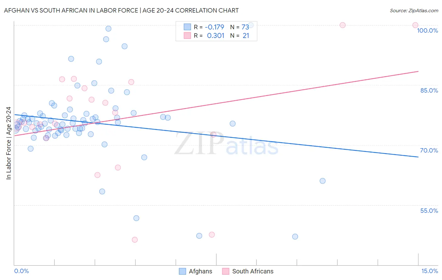 Afghan vs South African In Labor Force | Age 20-24