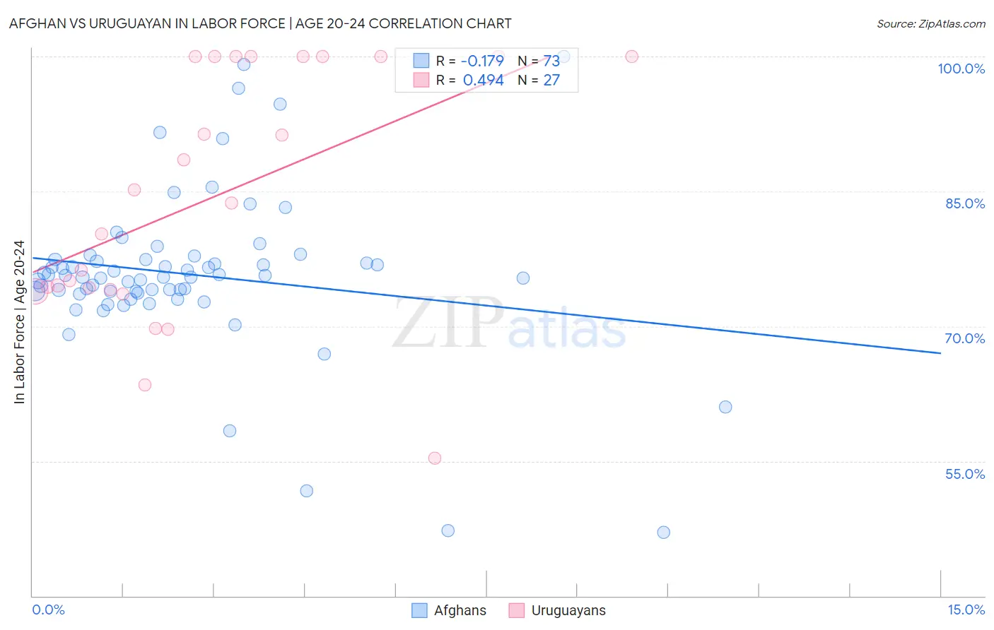 Afghan vs Uruguayan In Labor Force | Age 20-24