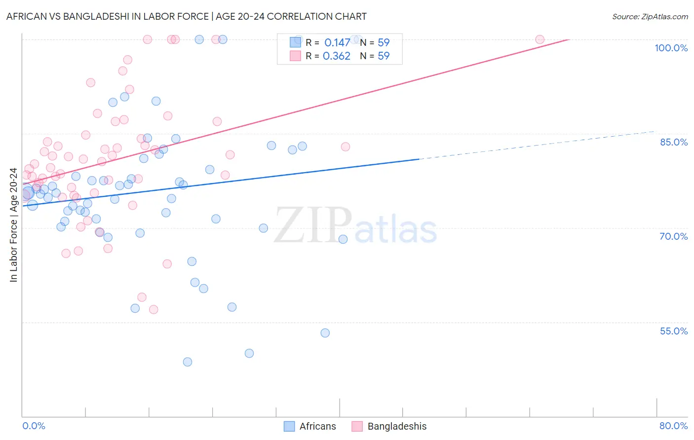 African vs Bangladeshi In Labor Force | Age 20-24