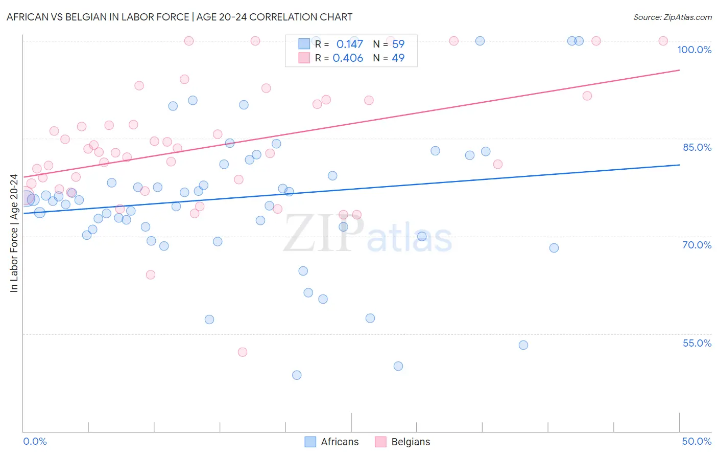 African vs Belgian In Labor Force | Age 20-24