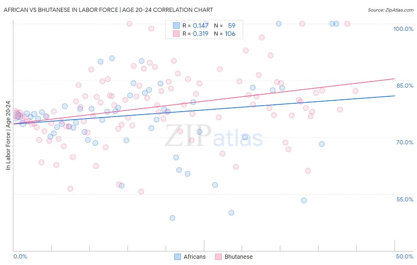 African vs Bhutanese In Labor Force | Age 20-24