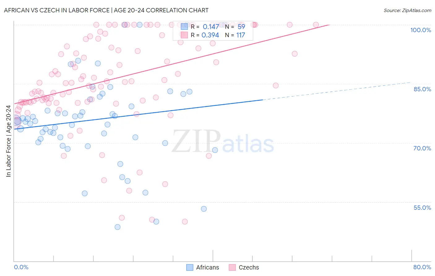 African vs Czech In Labor Force | Age 20-24