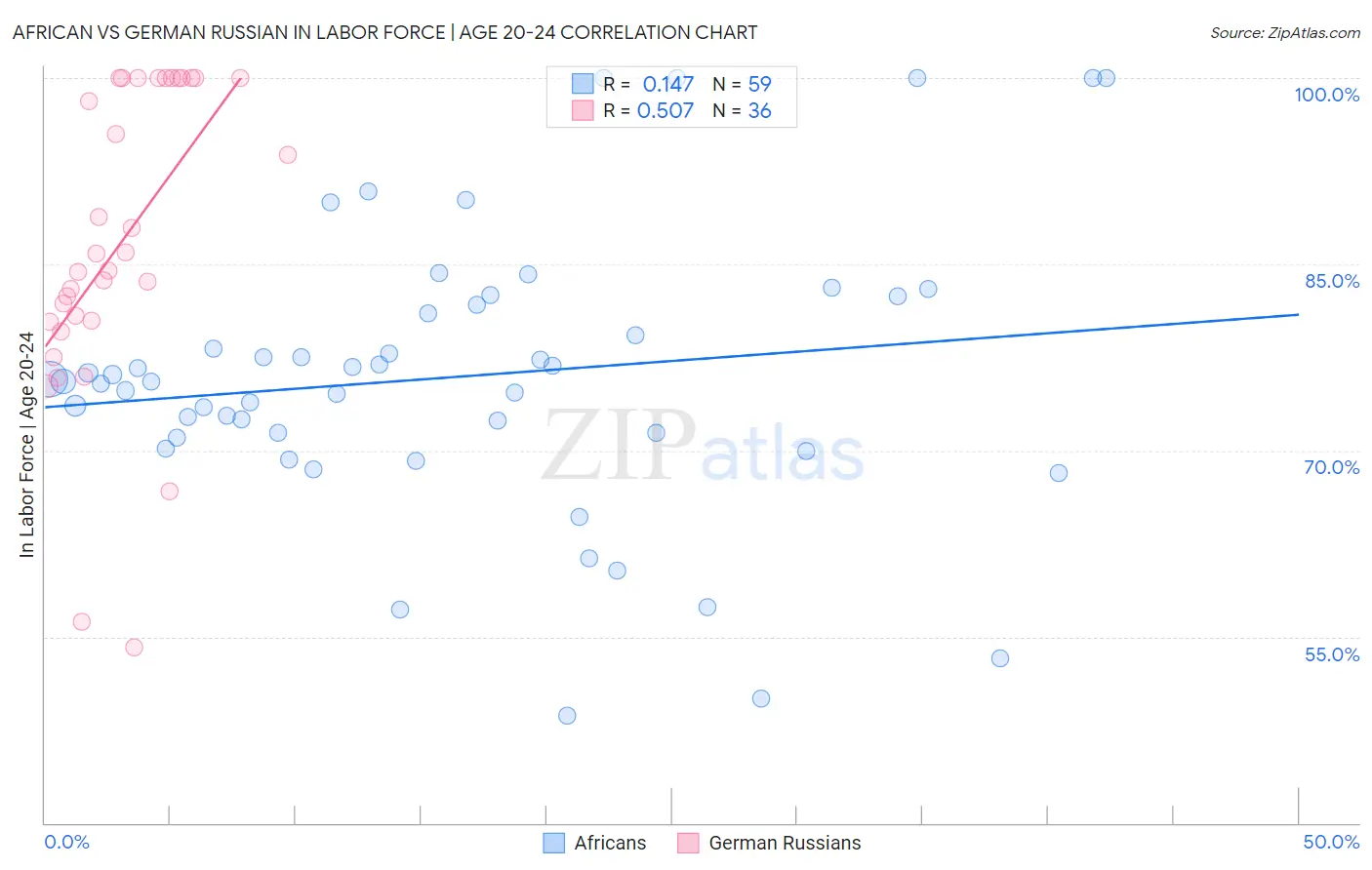 African vs German Russian In Labor Force | Age 20-24