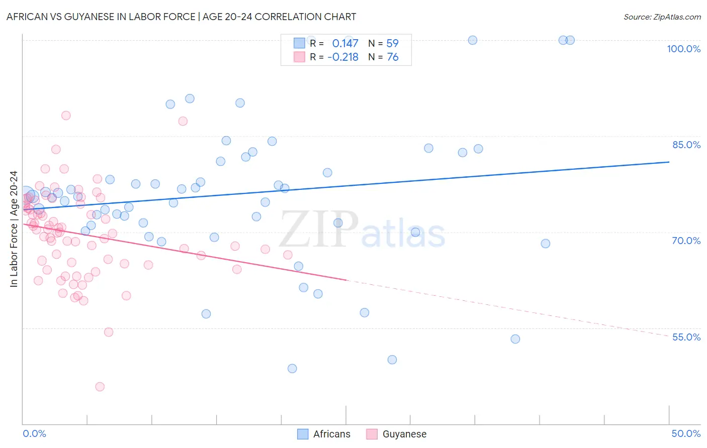 African vs Guyanese In Labor Force | Age 20-24
