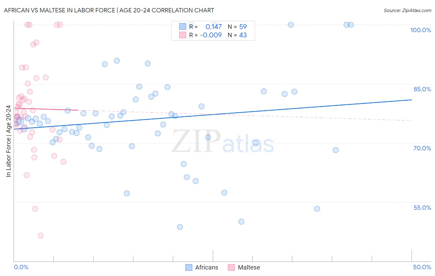 African vs Maltese In Labor Force | Age 20-24