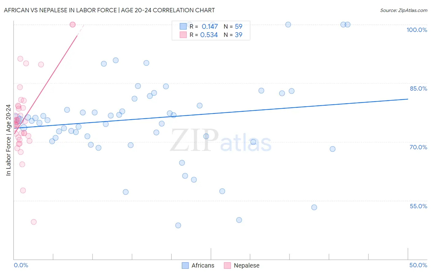 African vs Nepalese In Labor Force | Age 20-24