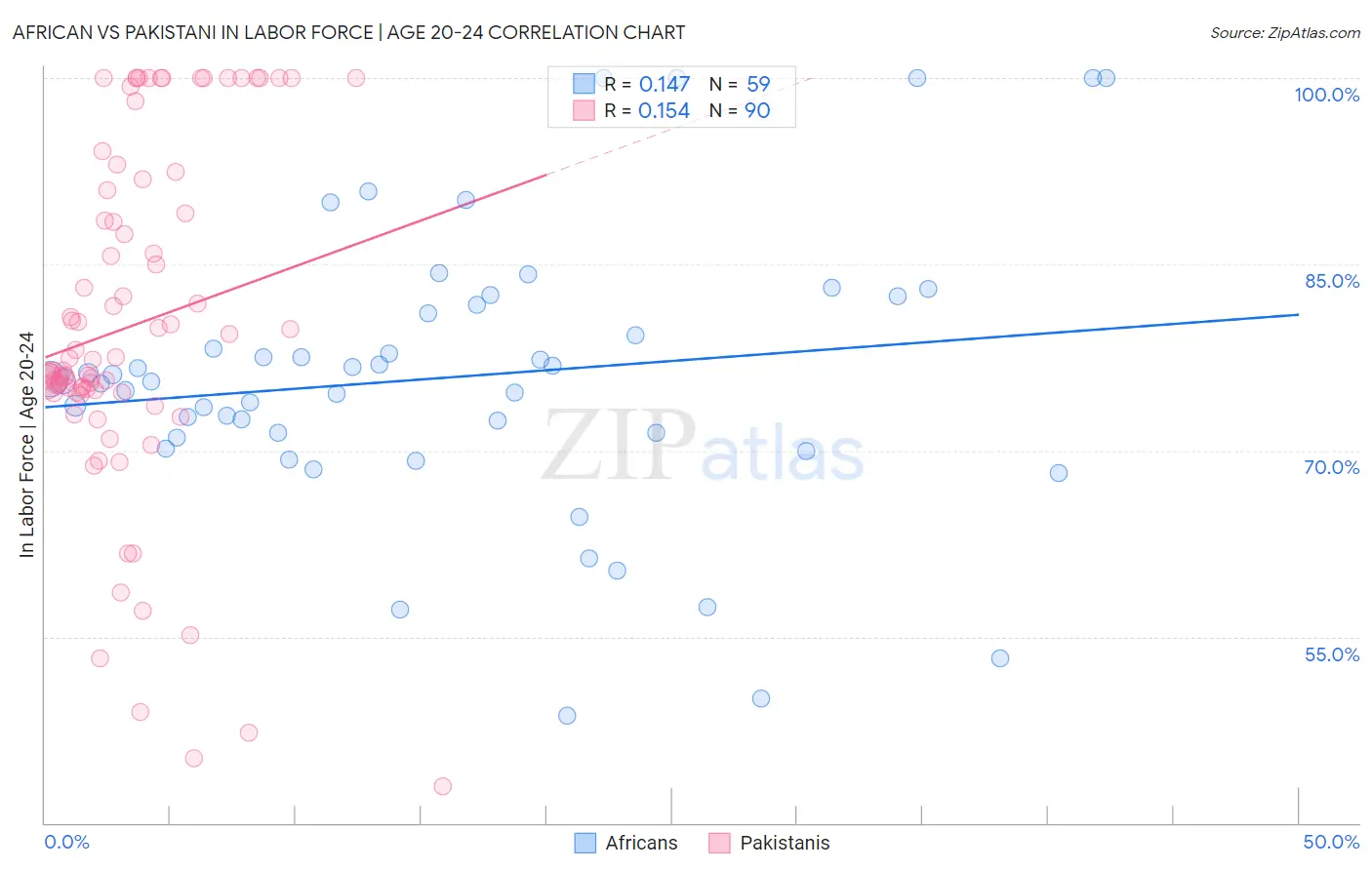 African vs Pakistani In Labor Force | Age 20-24