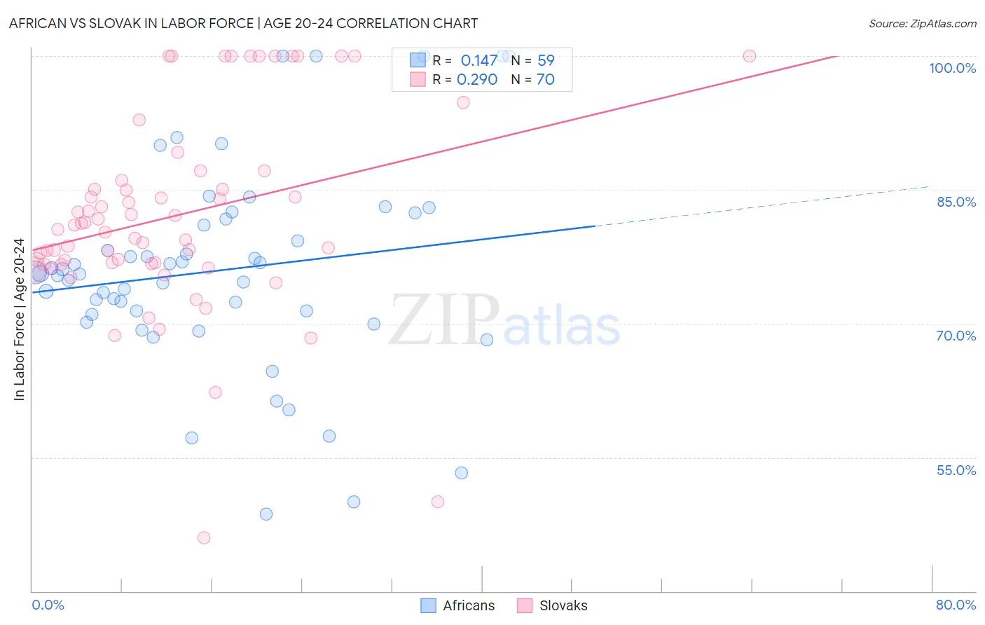 African vs Slovak In Labor Force | Age 20-24