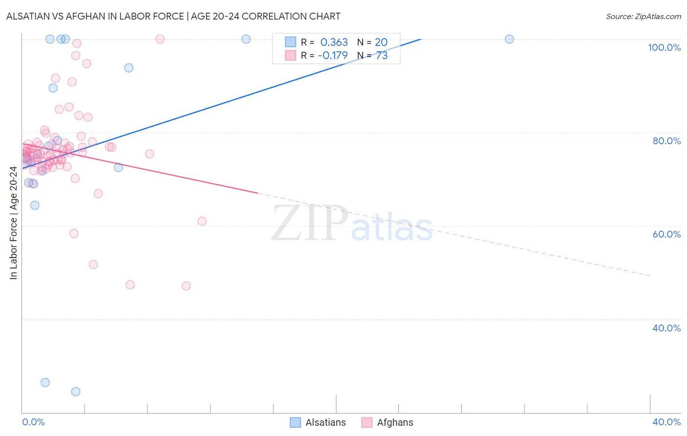 Alsatian vs Afghan In Labor Force | Age 20-24